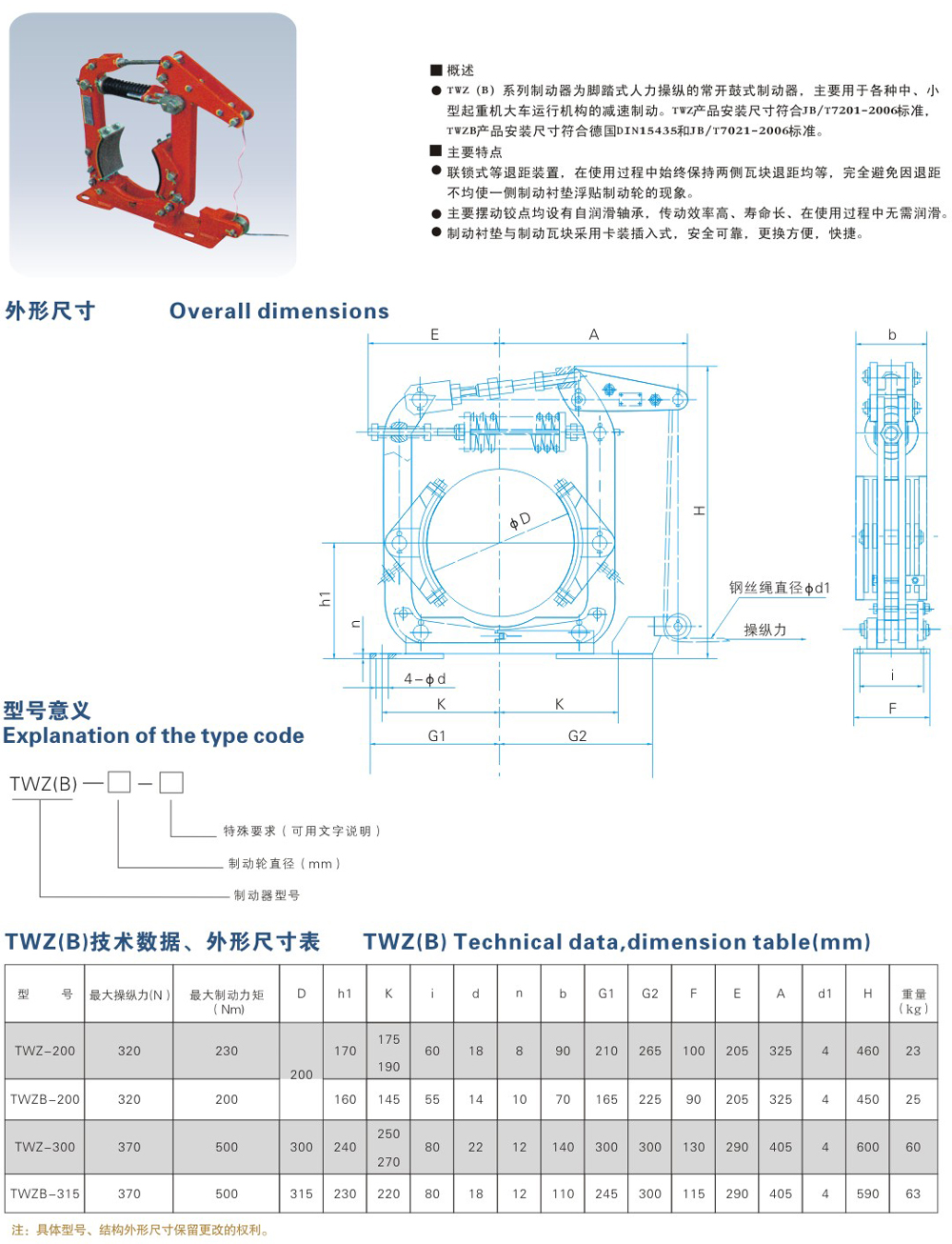 TWZ（B）系列常開操縱鼓式制動(dòng)器-1